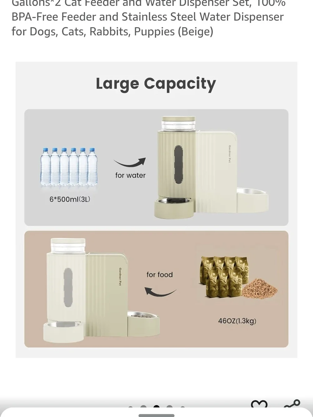 Automatic Pet Feeder & Water Dispenser - Cream